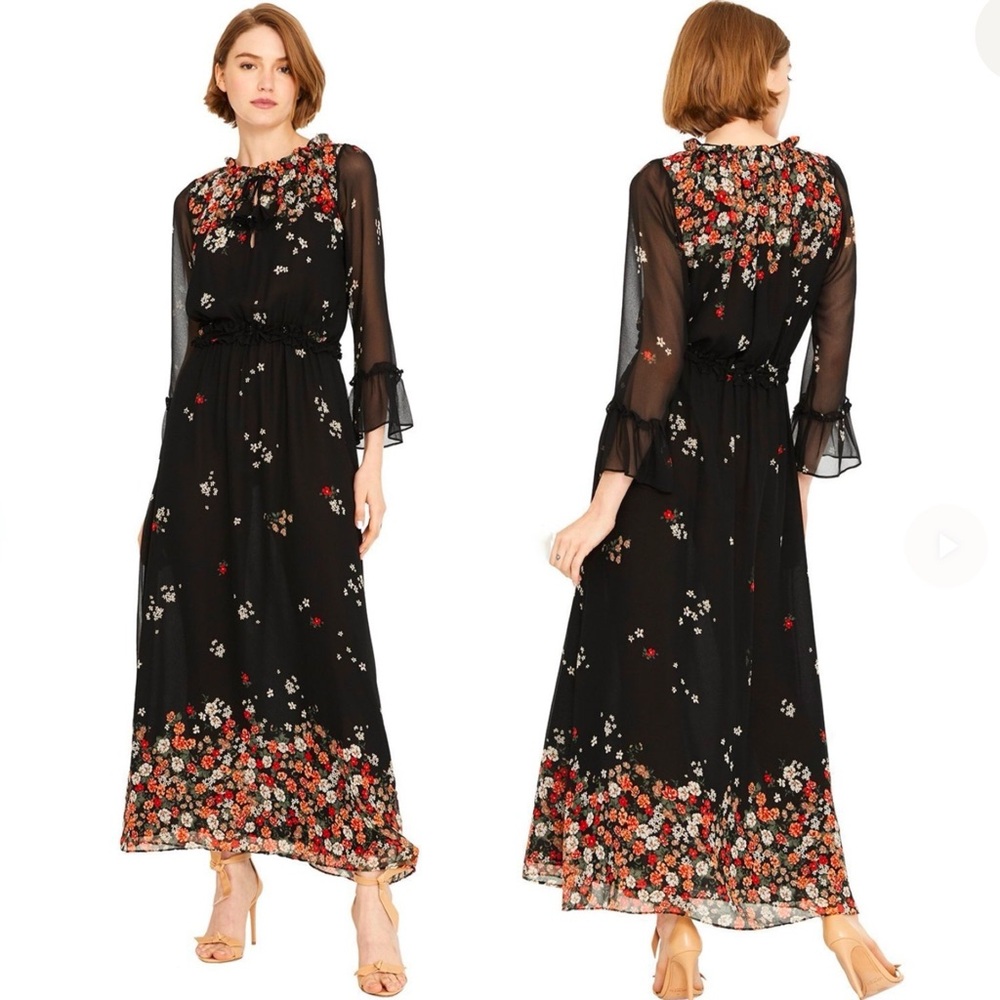 MISA Los Angeles Ilyana Black Floral Dress